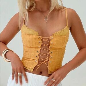 Princess Polly Amitri Lace Up Top Orange